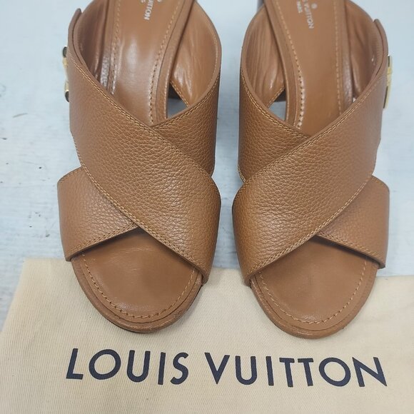 LOUIS VUITTON LV Monogram Cognac Brown Slide Sandal - Picture 10 of 12